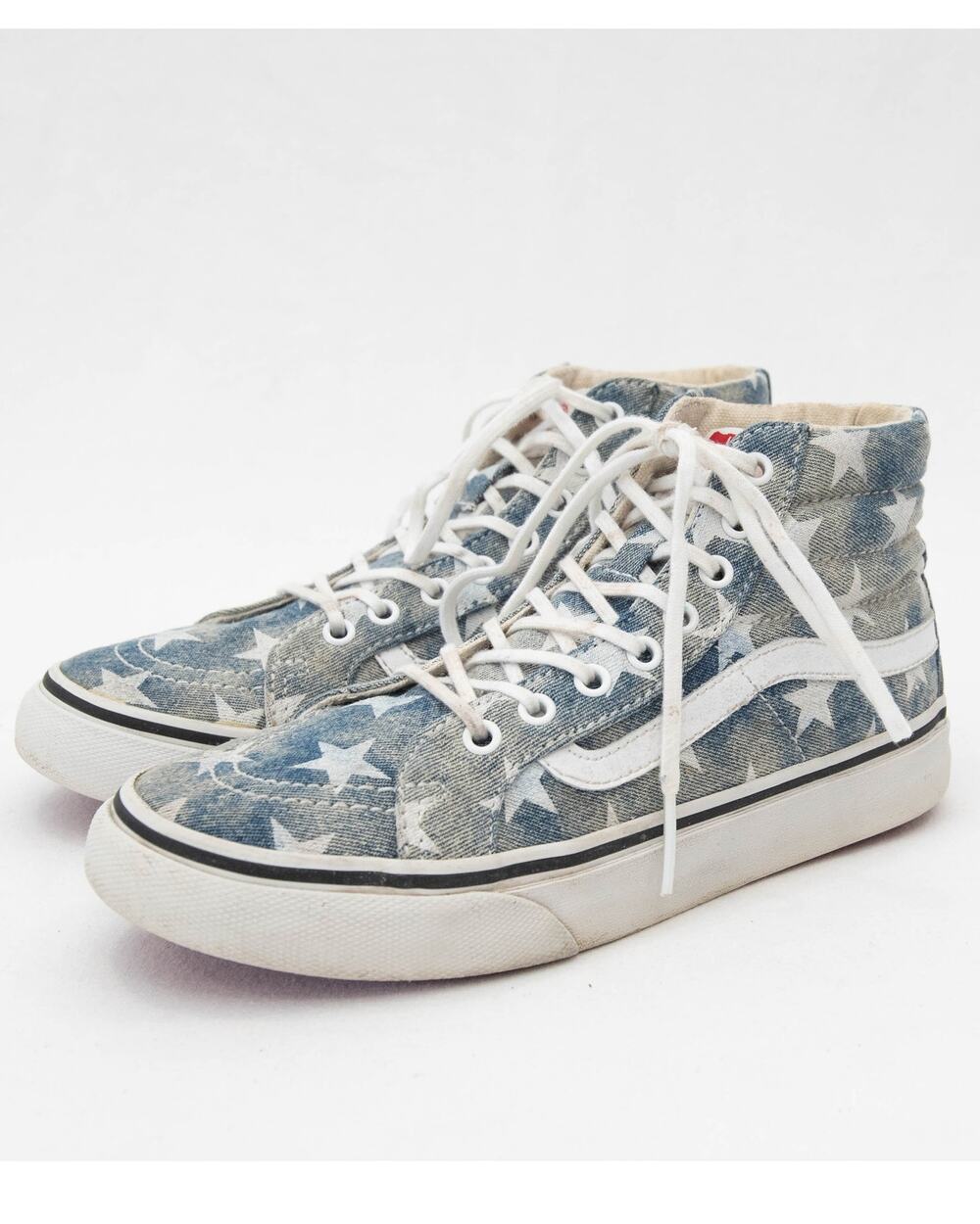Vans SK8-Hi Tapered Denim Destroy Star Print Sneaker Size Women's 5.5 Men's 4